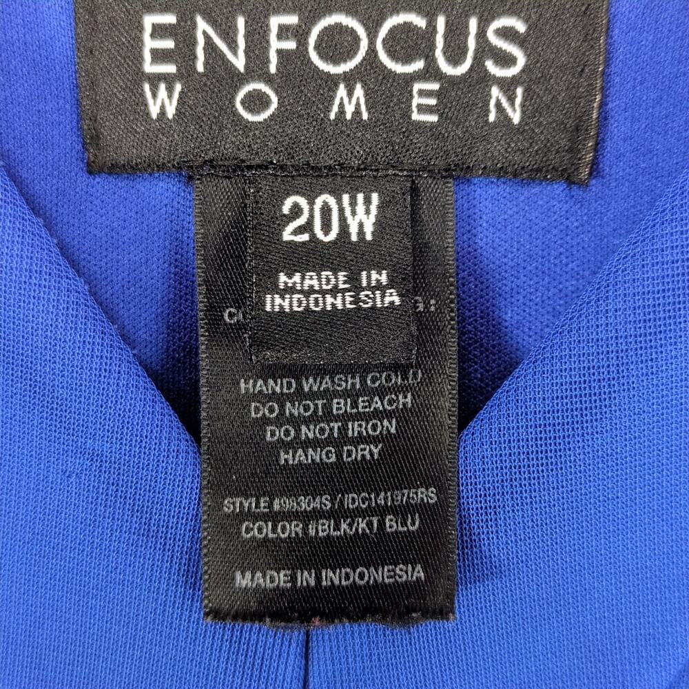 Enfocus Women's 20W Blue & Black Cocktail Dress, Flutter Sleeve, Plunge V Sequin - Picture 5 of 6
